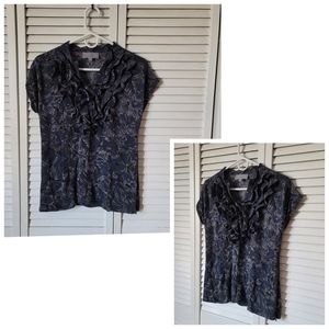 CLASSIQUES ENTIER Silk Blend Ruffle Blouse, Size S